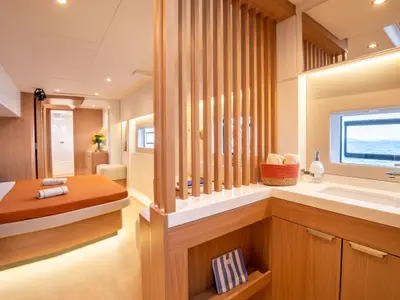 Cabin on Marea III, a Bali 5.8 catamaran at Grad Kaštela, Croatia