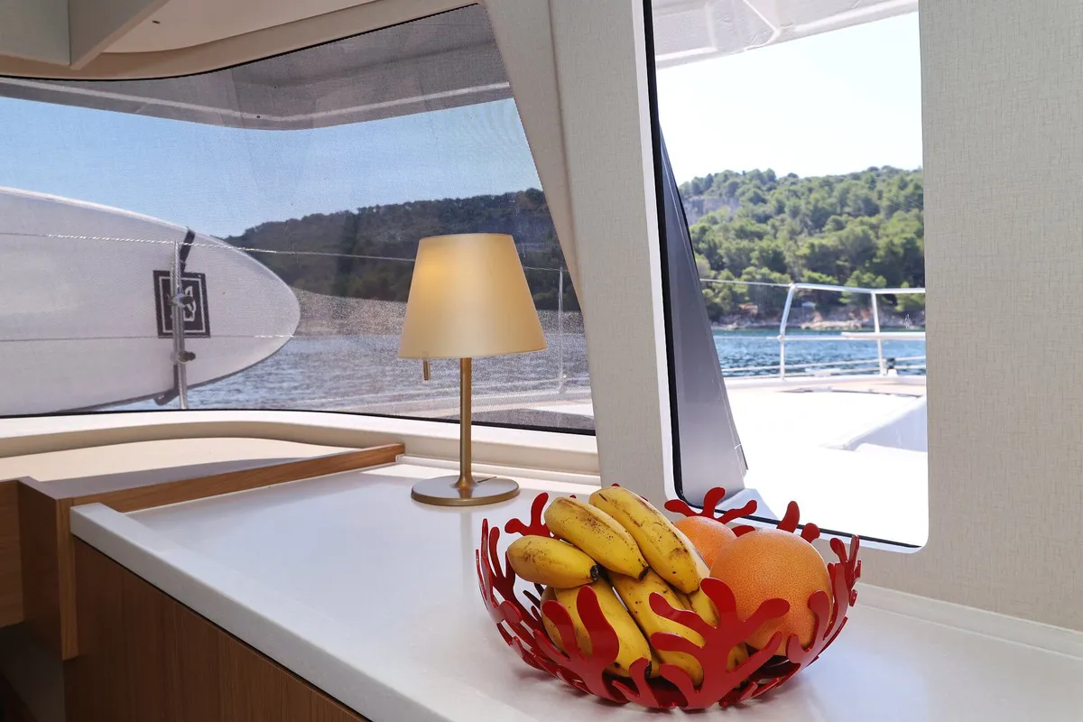 Marea III, a Bali 5.8 catamaran at Grad Kaštela, Croatia
