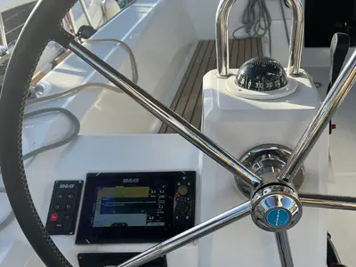 Cockpit of SAILOR MERCURY, a Beneteau Oceanis 38.1 sailboat at Split, Croatia
