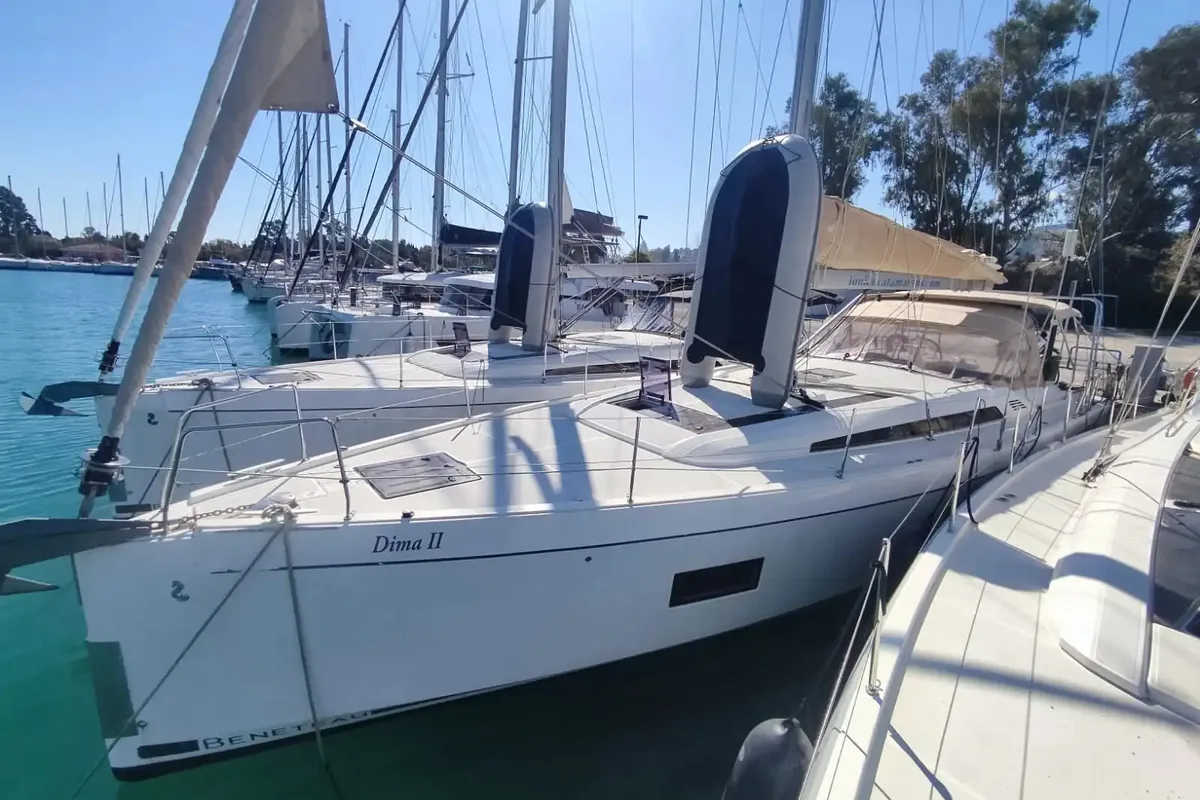 Exterior view of Dima II, a Beneteau Oceanis 51.1 sailboat at Municipal Unit of Lefkada, Greece