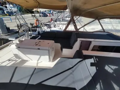 Cockpit of Dima II, a Beneteau Oceanis 51.1 sailboat at Municipal Unit of Lefkada, Greece