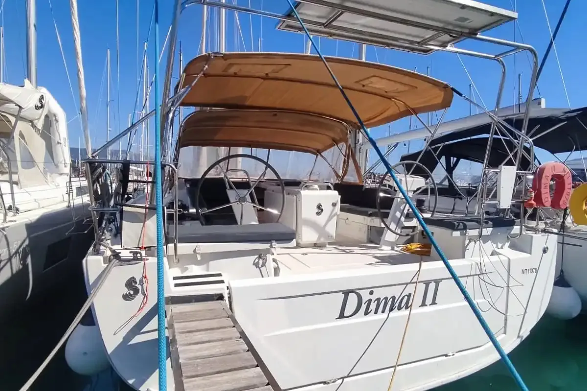 Exterior view of Dima II, a Beneteau Oceanis 51.1 sailboat at Municipal Unit of Lefkada, Greece