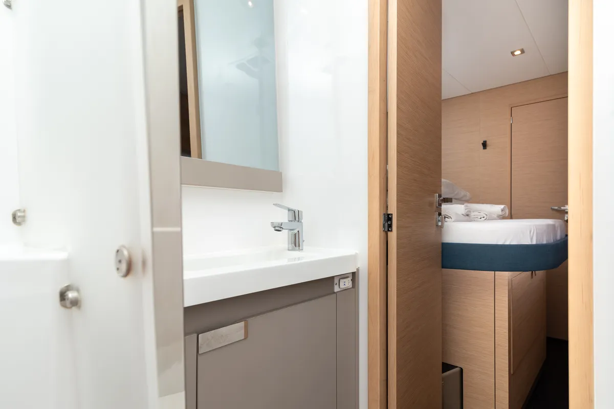 Head on Ingrid, a Fountaine Pajot Aura 51 catamaran at Simpson Bay, Sint Maarten