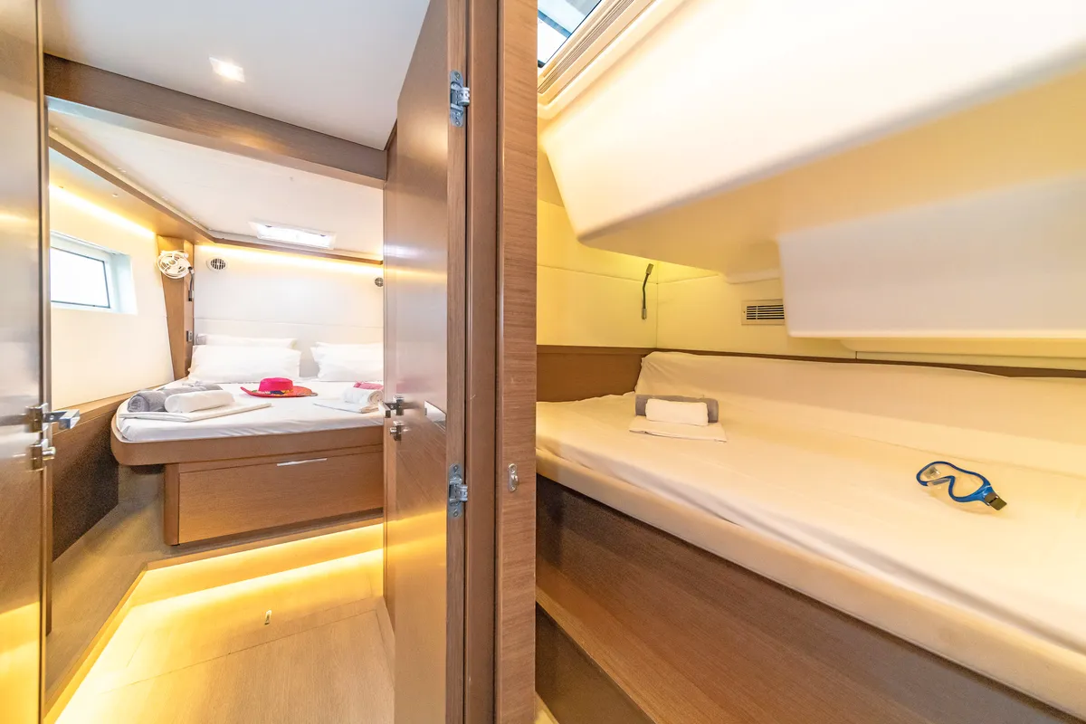 Cabin on Just Infinity, a Lagoon 50 catamaran at Kontokali, Greece