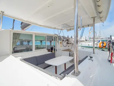 Amelia, a Lagoon 420 catamaran at Volos, Greece