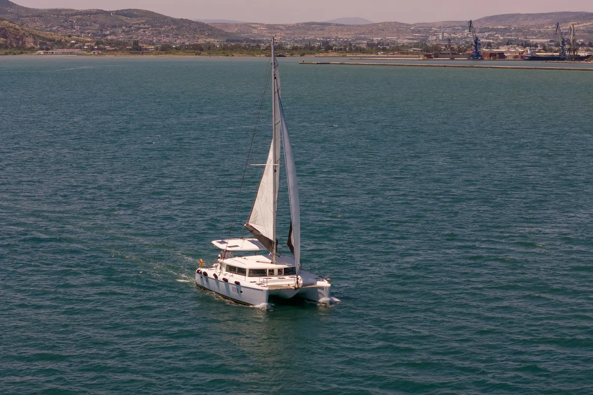 Amelia, a Lagoon 420 catamaran at Volos, Greece