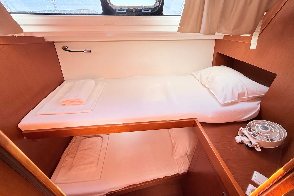 Cabin on Lucy, a Beneteau Oceanis 48 sailboat at Općina Sukošan, Croatia