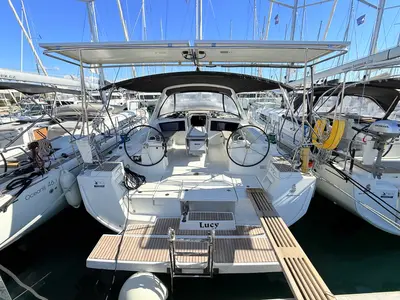 Cockpit of Lucy, a Beneteau Oceanis 48 sailboat at Općina Sukošan, Croatia