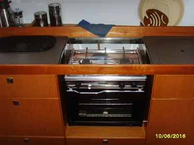 Galley of Zefyros, a Bavaria 46 Cruiser sailboat at Municipal Unit of Lefkada, Greece