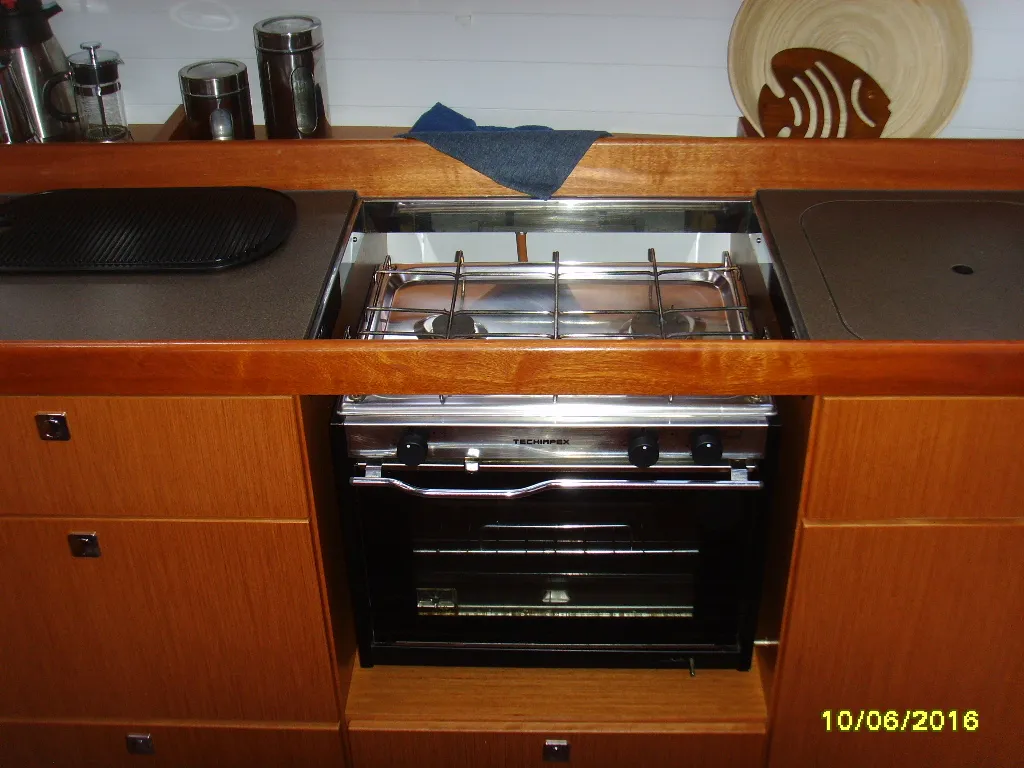 Galley of Zefyros, a Bavaria 46 Cruiser sailboat at Municipal Unit of Lefkada, Greece