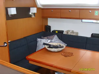 Salon of Zefyros, a Bavaria 46 Cruiser sailboat at Municipal Unit of Lefkada, Greece