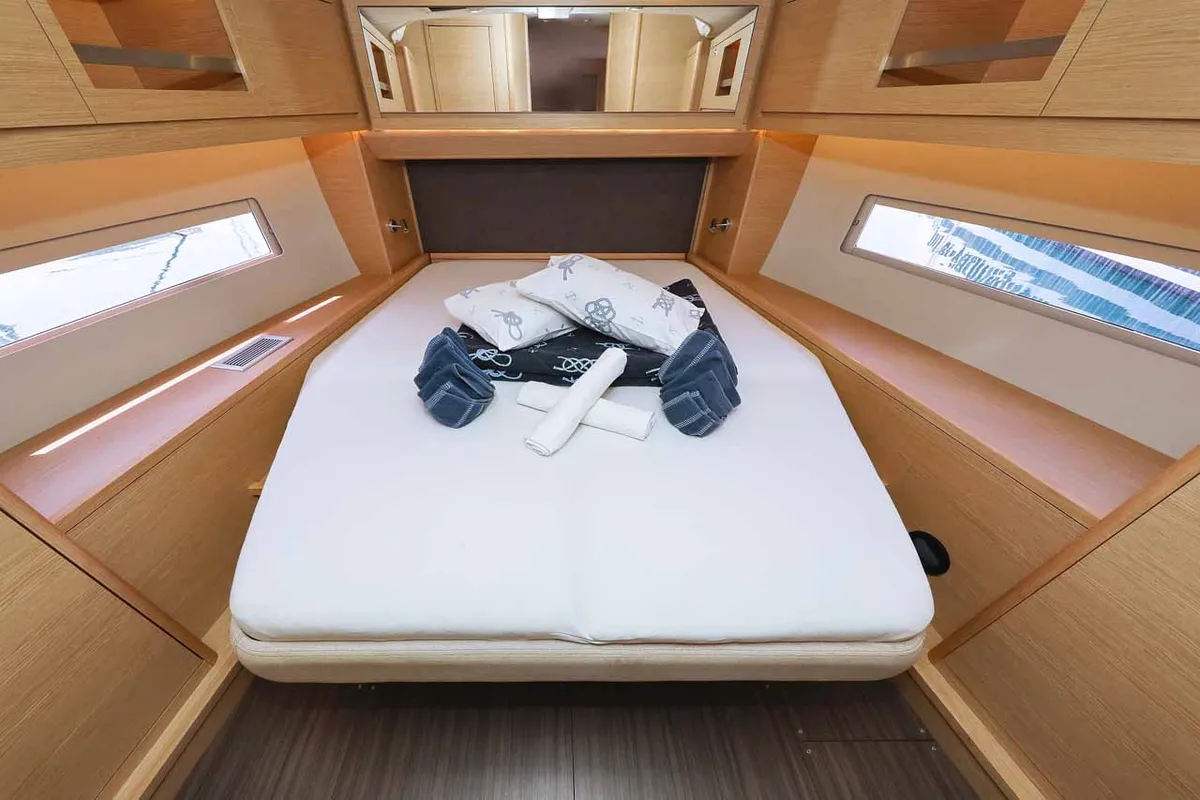 Cabin on Spirit, a Dufour 470 sailboat at Grad Trogir, Croatia