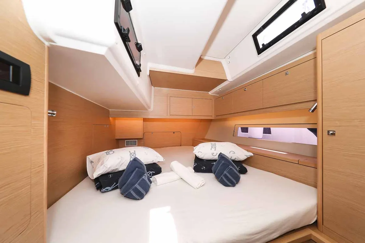Cabin on Spirit, a Dufour 470 sailboat at Grad Trogir, Croatia