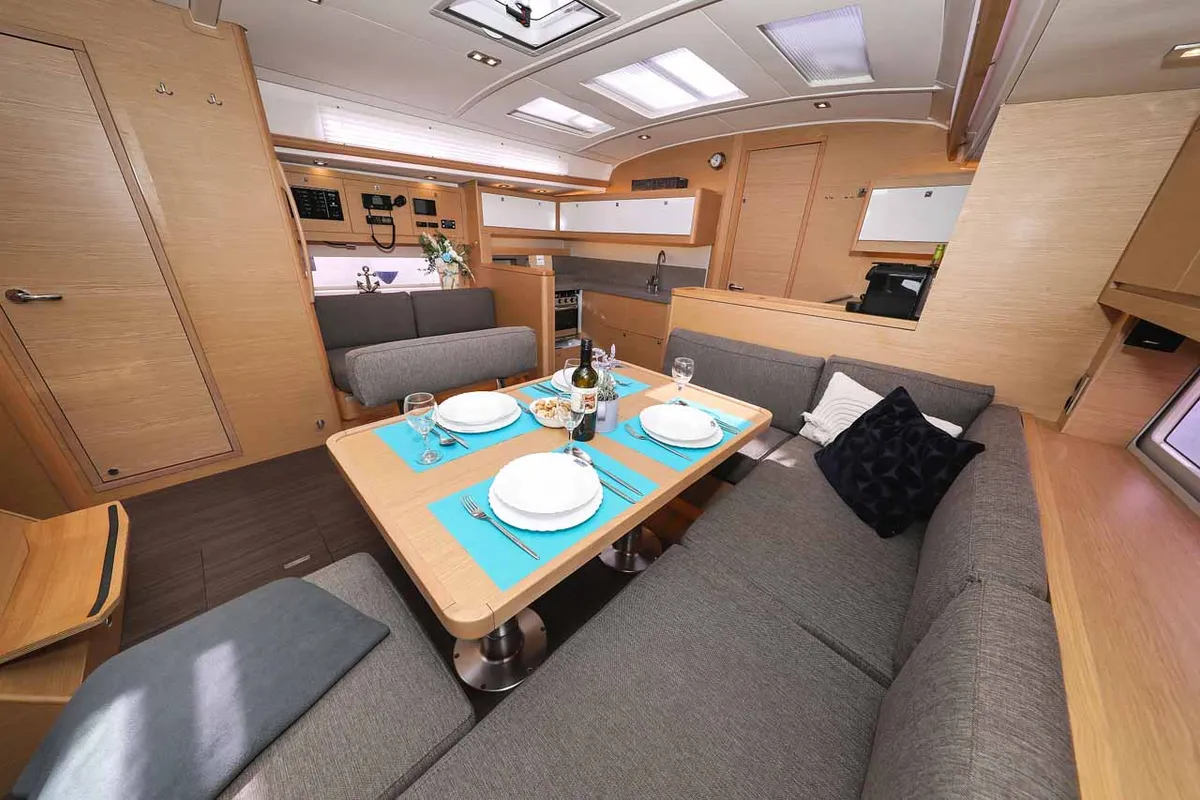 Salon of Spirit, a Dufour 470 sailboat at Grad Trogir, Croatia
