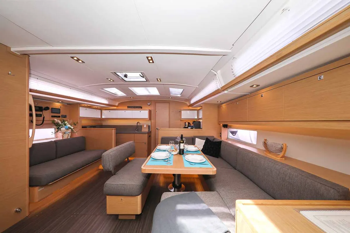 Salon of Spirit, a Dufour 470 sailboat at Grad Trogir, Croatia