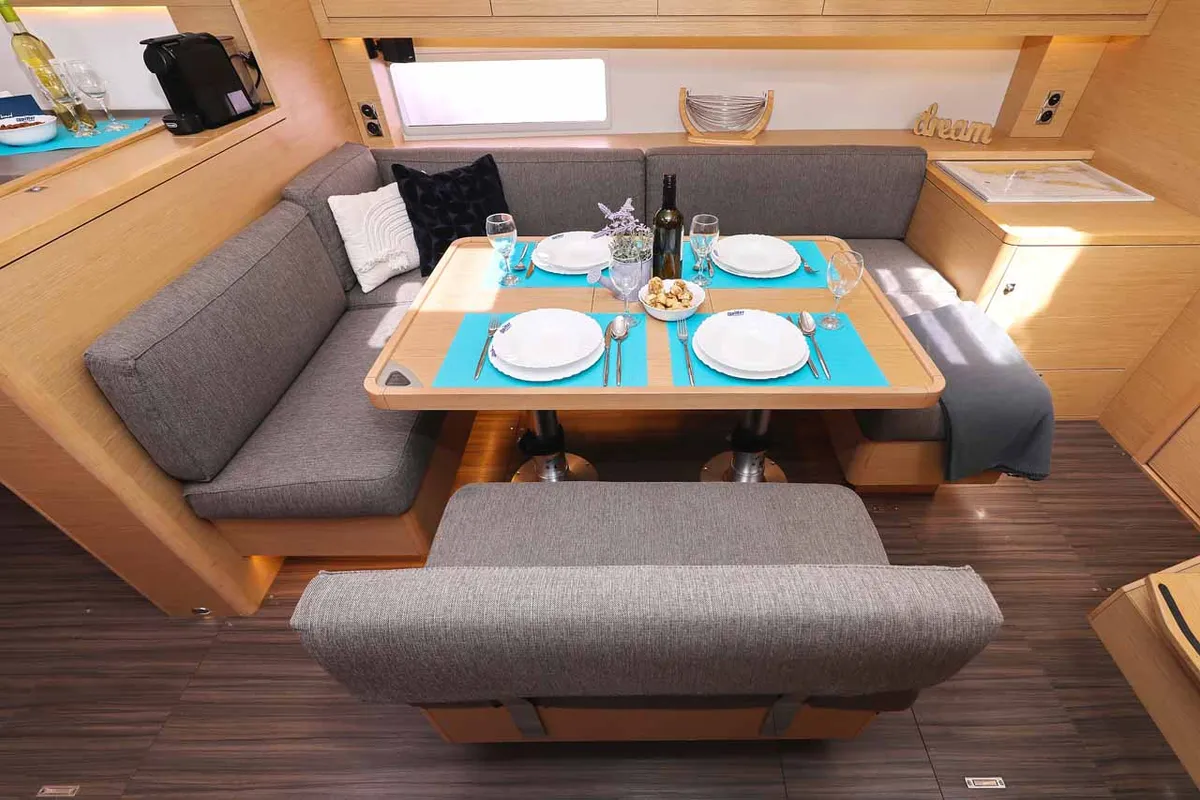 Salon of Spirit, a Dufour 470 sailboat at Grad Trogir, Croatia
