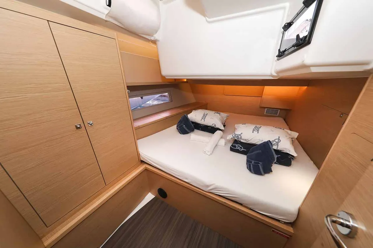Cabin on Spirit, a Dufour 470 sailboat at Grad Trogir, Croatia
