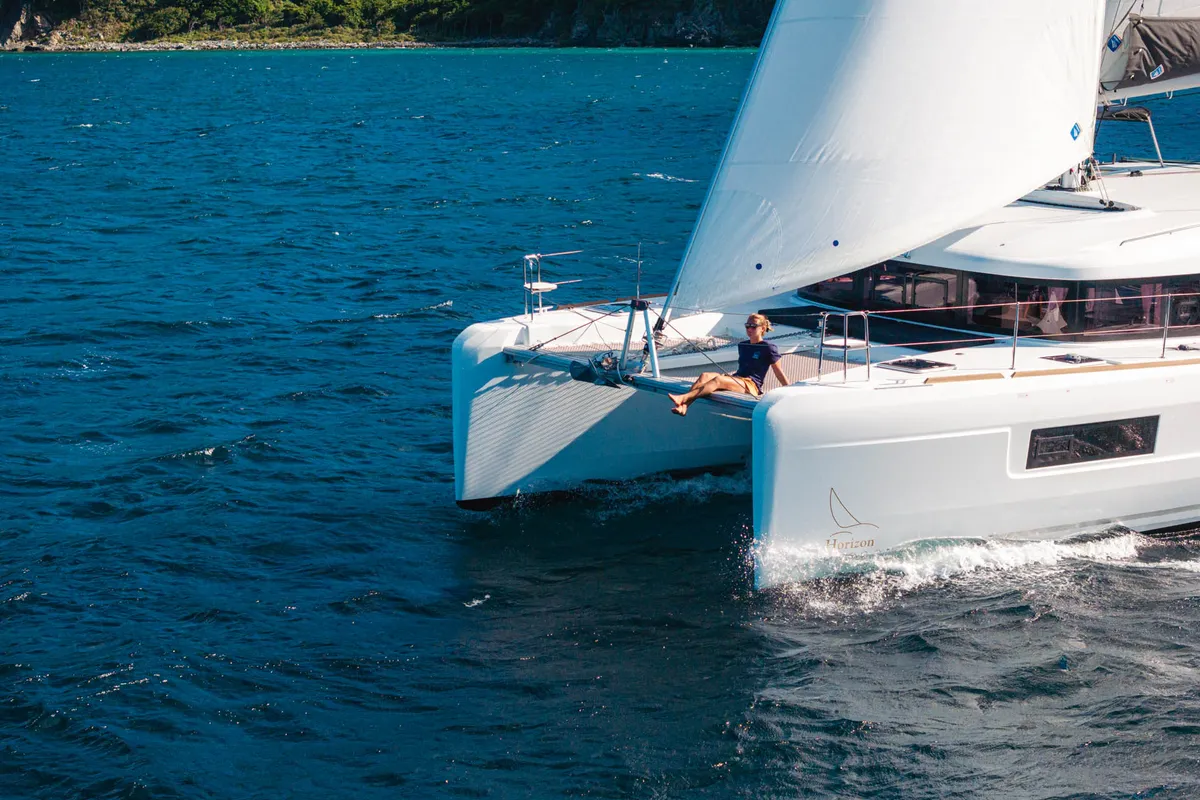 Exterior view of Cloudwalker, a Lagoon 40 OW catamaran at Road Town, British Virgin Islands