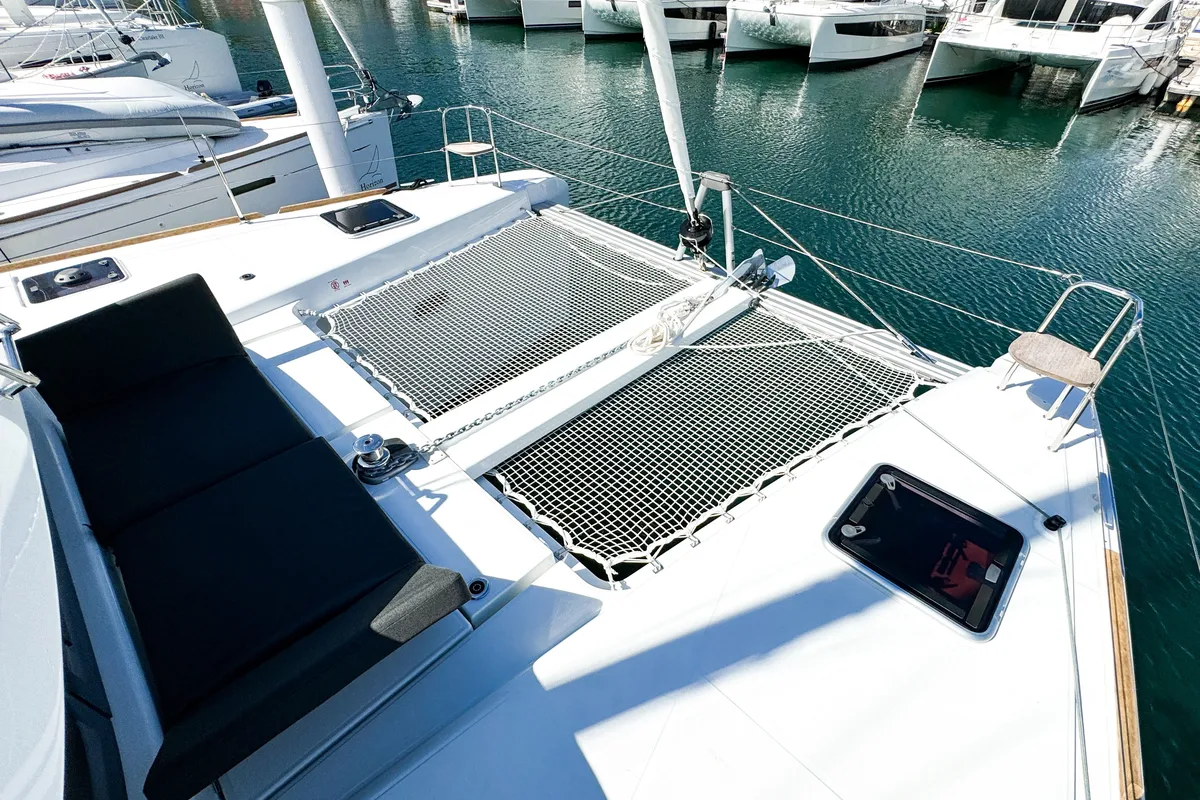 Deck of Cloudwalker, a Lagoon 40 OW catamaran at Road Town, British Virgin Islands