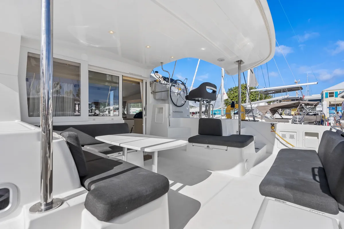Deck of Cloudwalker, a Lagoon 40 OW catamaran at Road Town, British Virgin Islands