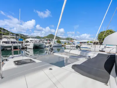 Cockpit of Cloudwalker, a Lagoon 40 OW catamaran at Road Town, British Virgin Islands