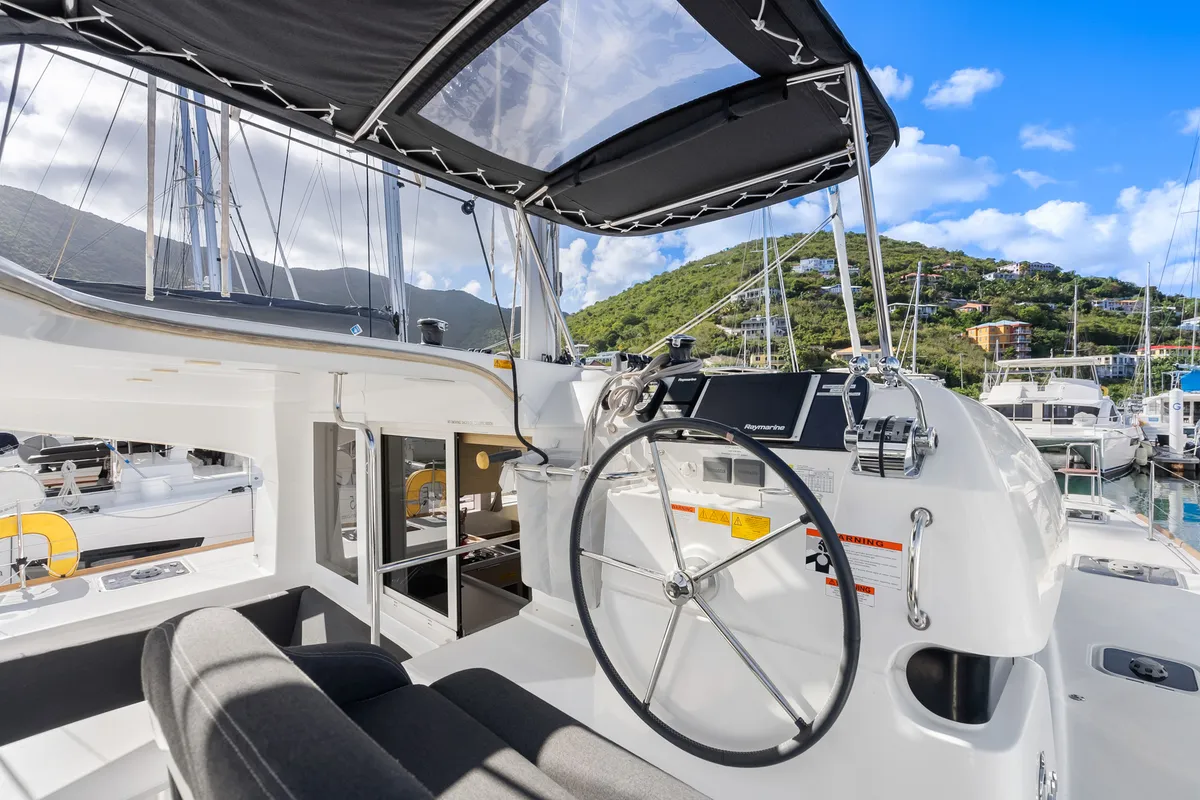 Deck of Cloudwalker, a Lagoon 40 OW catamaran at Road Town, British Virgin Islands