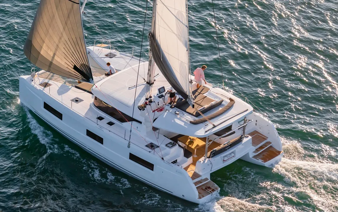 Vesna, a Lagoon 46 Iconic 4 + 2 cab. catamaran at Roche Caiman, Seychelles