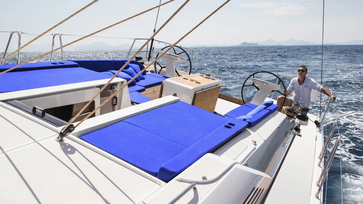 Cockpit of Sunsail 52.4 Classic, a Beneteau Oceanis 51.1 sailboat at Municipal Unit of Lefkada, Greece