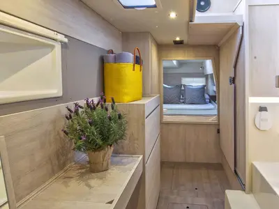 Cabin on Moorings 433 PC Club, a Leopard 43 PC catamaran at Općina Marina, Croatia