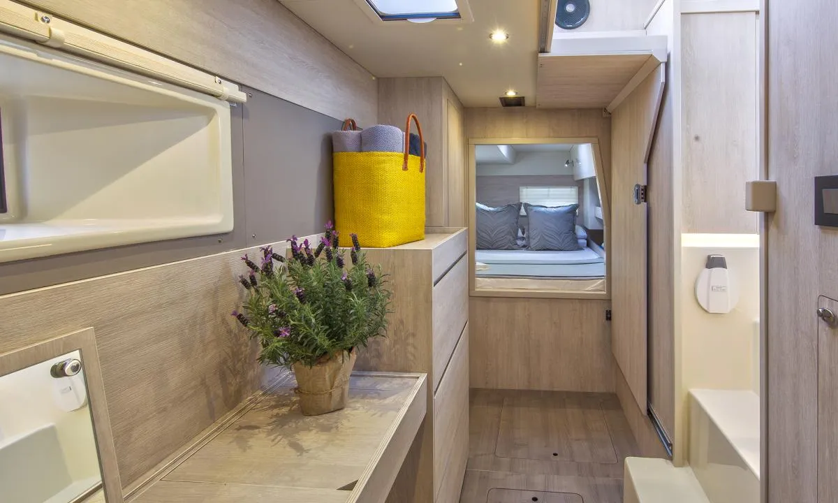 Cabin on Moorings 433 PC Club, a Leopard 43 PC catamaran at Općina Marina, Croatia