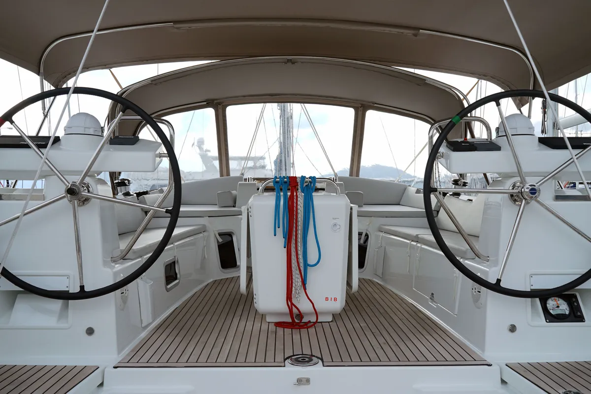 Cockpit of Caputh, a Jeanneau 51 sailboat at Marmaris, Turkey