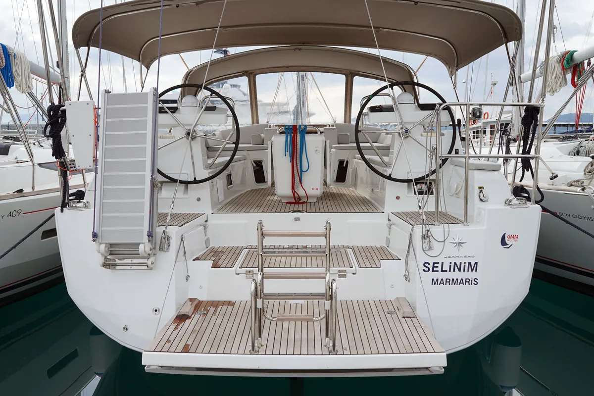 Cockpit of Caputh, a Jeanneau 51 sailboat at Marmaris, Turkey
