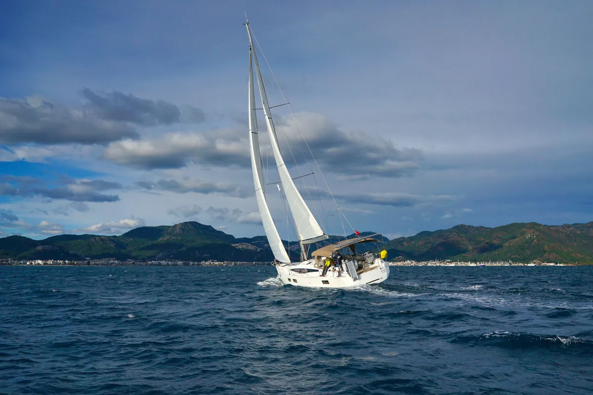 Exterior view of Caputh, a Jeanneau 51 sailboat at Marmaris, Turkey