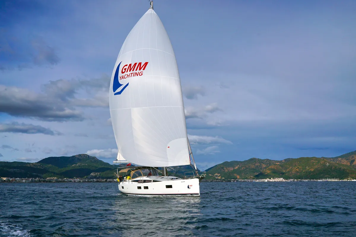 Exterior view of Caputh, a Jeanneau 51 sailboat at Marmaris, Turkey