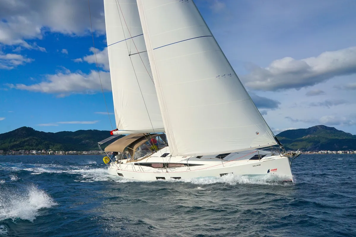 Exterior view of Caputh, a Jeanneau 51 sailboat at Marmaris, Turkey
