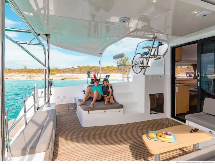 Deck of Pirelli, a Lagoon 42 catamaran at Road Town, British Virgin Islands