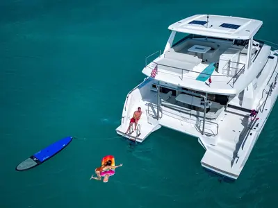 Moorings 464PC Exclusive Plus, a Leopard 46PC catamaran at Kontokali, Greece