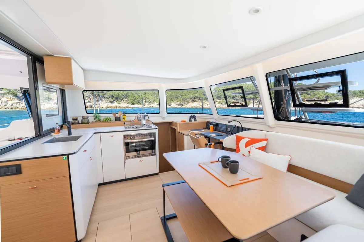 Galley of Mare Loco, a Excess 13 catamaran at Šibenik, Croatia