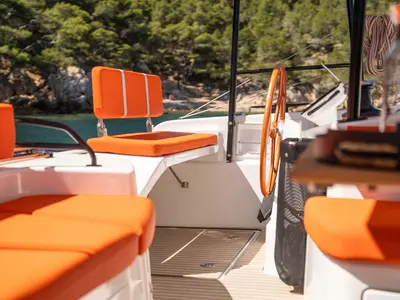 Cockpit of Mare Loco, a Excess 13 catamaran at Šibenik, Croatia