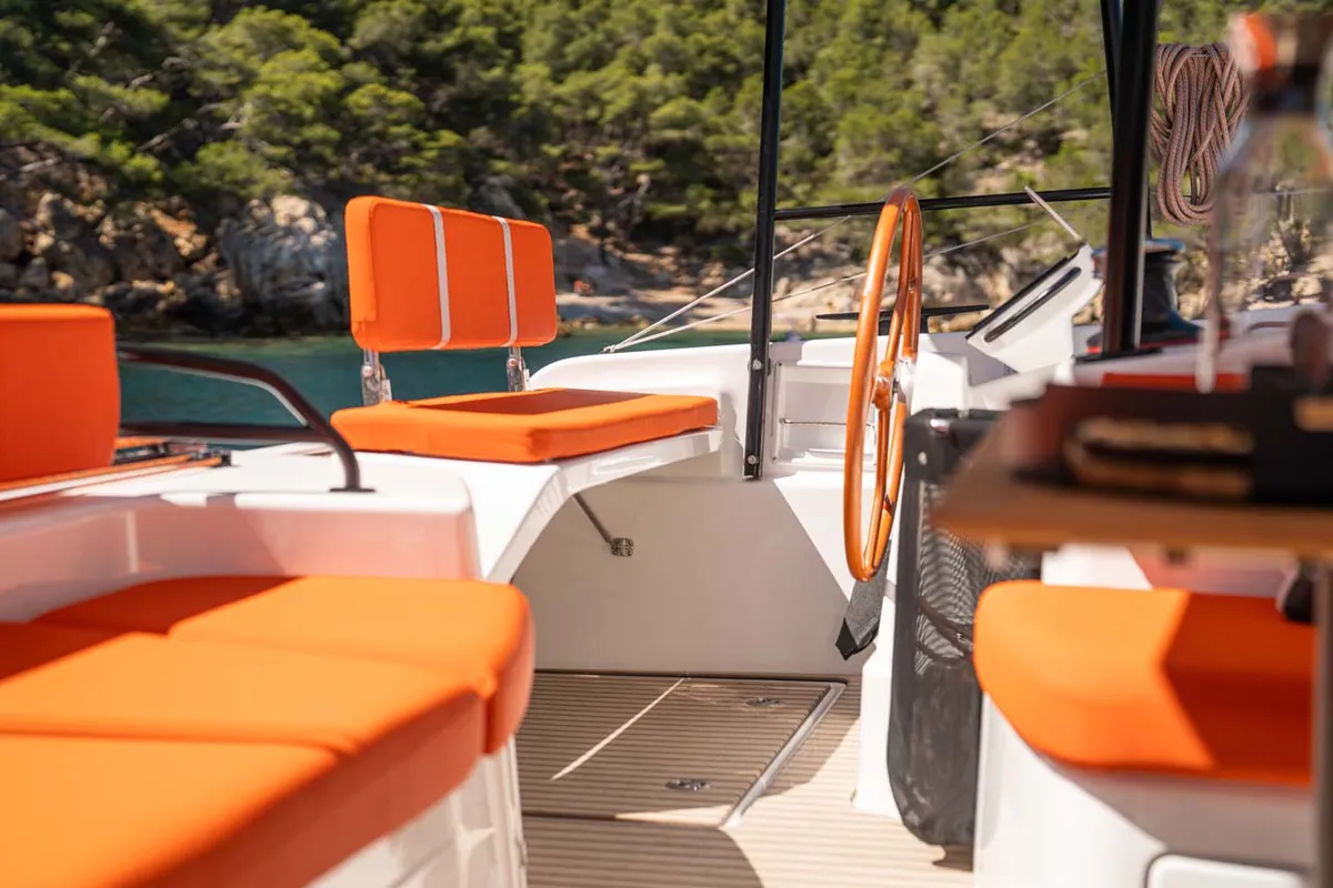 Cockpit of Mare Loco, a Excess 13 catamaran at Šibenik, Croatia