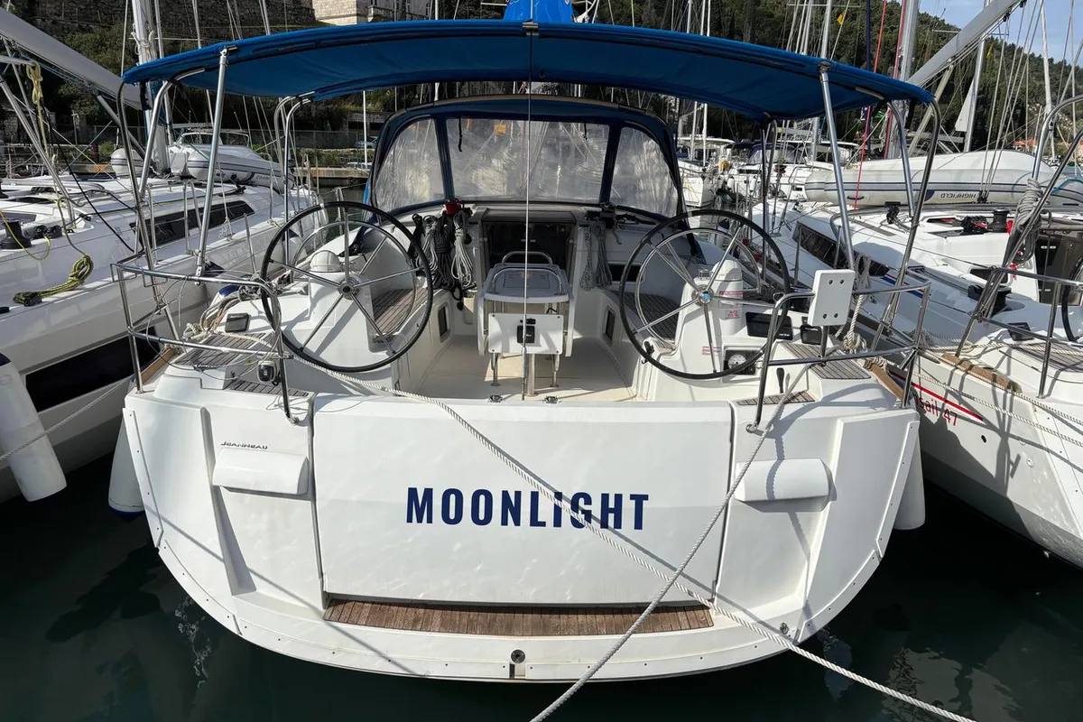 Exterior view of Moonlight, a Jeanneau Sun Odyssey 479 sailboat at Grad Pula, Croatia