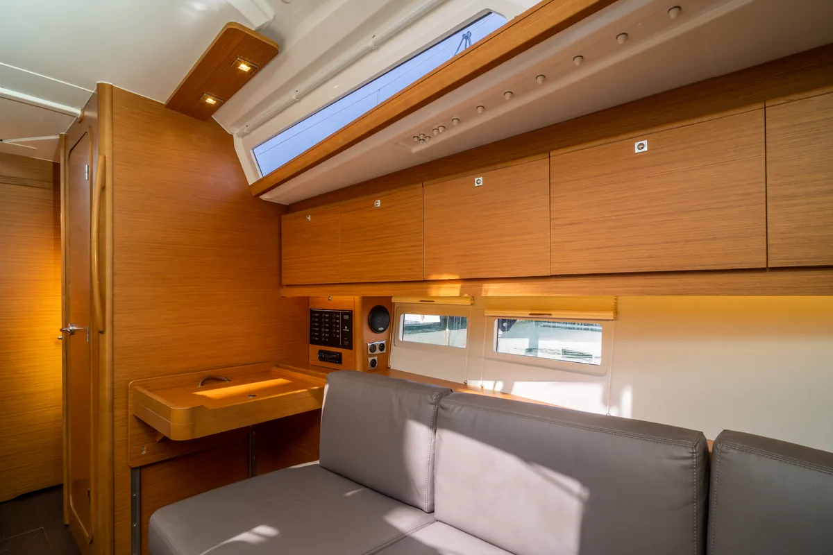Salon of Giustina, a Dufour 390 Grand Large sailboat at Olbia, Italy