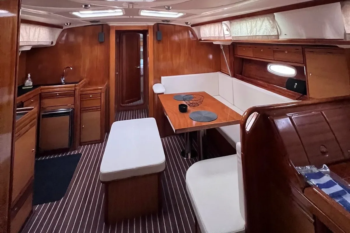 Salon of Marivana M, a Bavaria 46 Cruiser sailboat at Volos Municipality, Greece