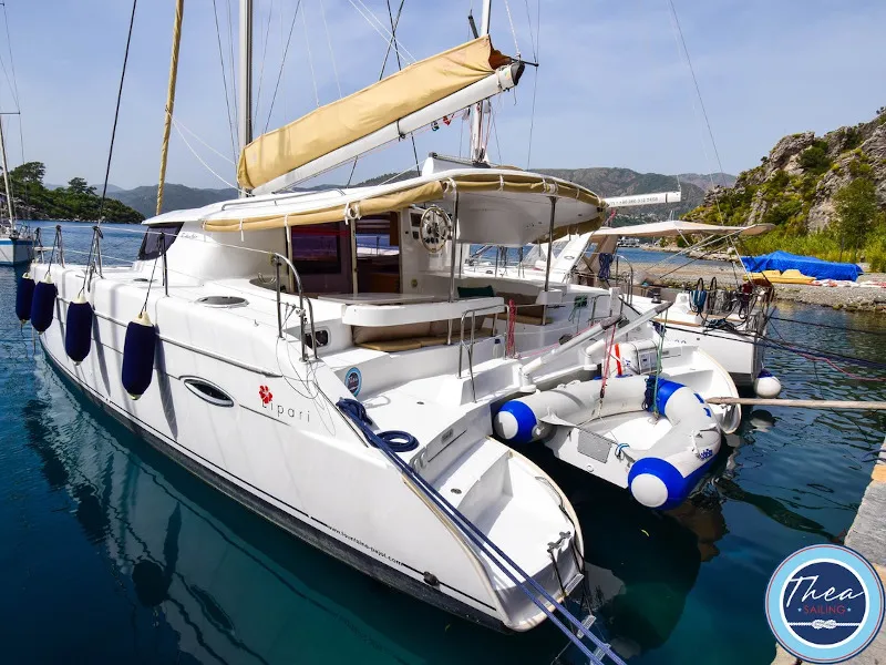 TWIN SWANS, a Fountaine Pajot Lipari 41 catamaran at Marmaris, Turkey