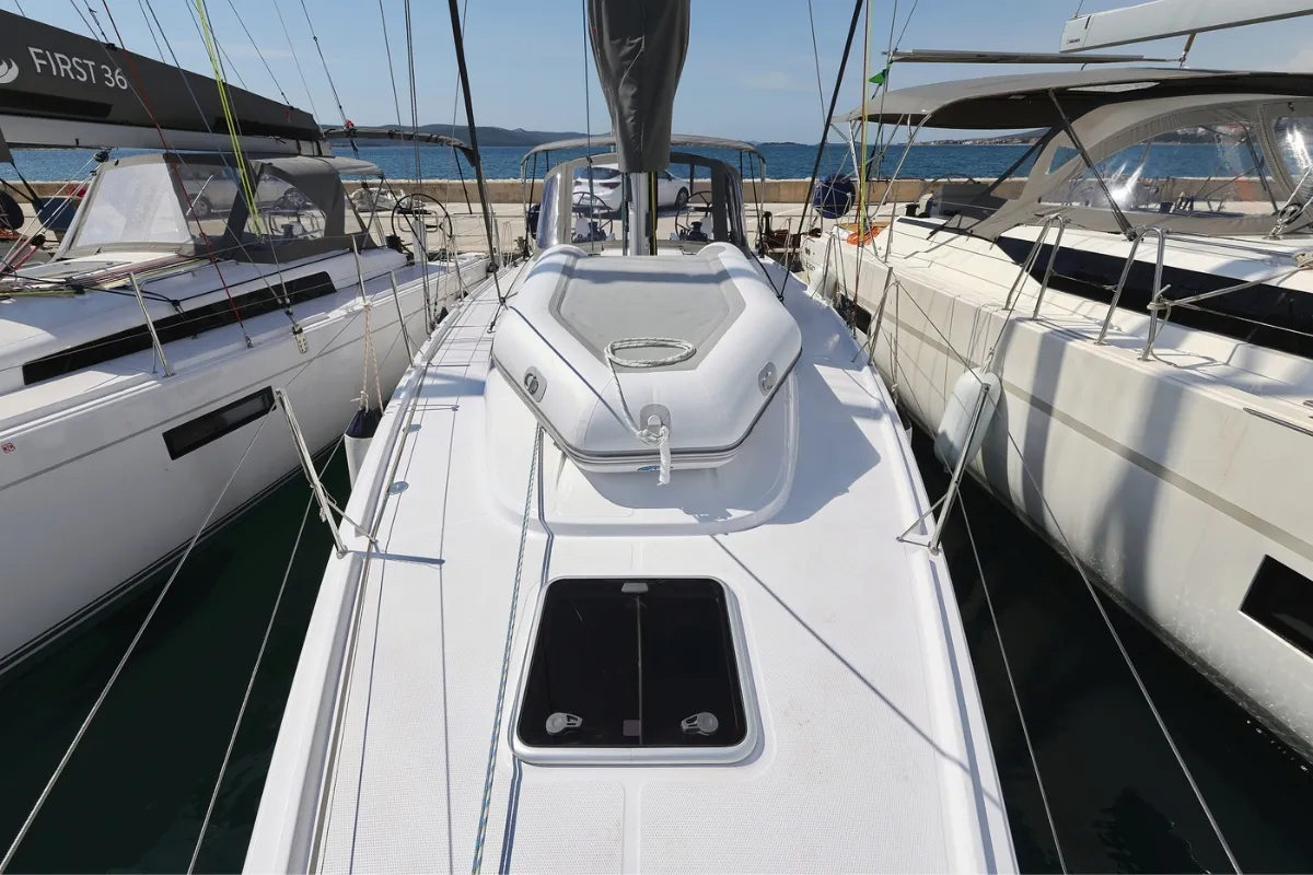 Deck of June, a Beneteau First 36 sailboat at Grad Biograd na Moru, Croatia