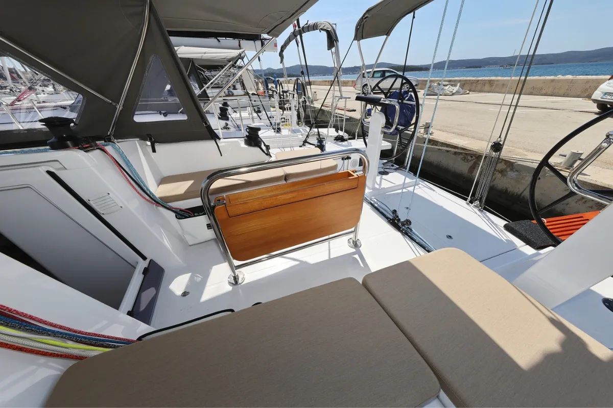 Deck of June, a Beneteau First 36 sailboat at Grad Biograd na Moru, Croatia