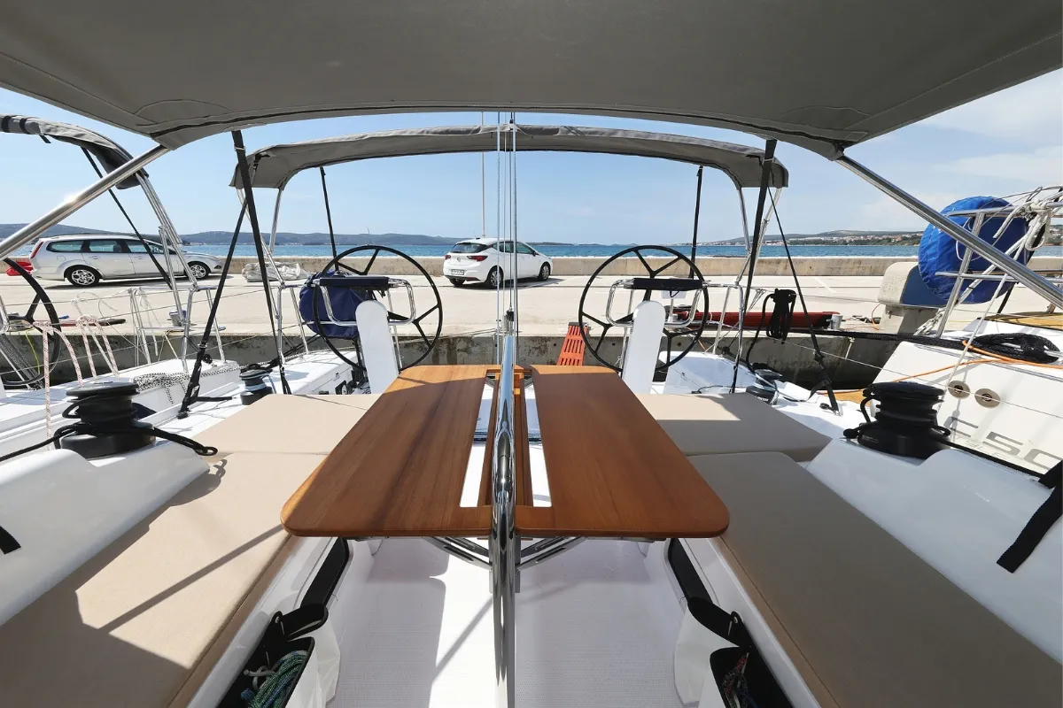 Deck of June, a Beneteau First 36 sailboat at Grad Biograd na Moru, Croatia