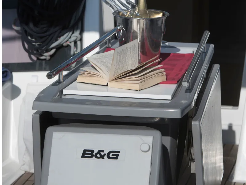 Deck of TRIM, a Beneteau Oceanis 48 sailboat at Grad Kaštela, Croatia