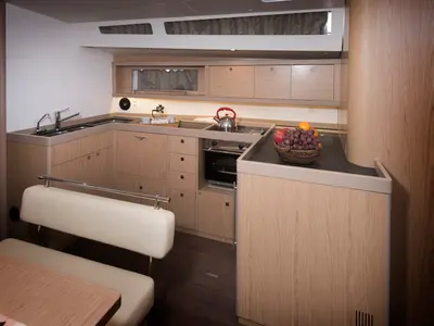 Galley of TRIM, a Beneteau Oceanis 48 sailboat at Grad Kaštela, Croatia