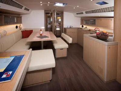 Salon of TRIM, a Beneteau Oceanis 48 sailboat at Grad Kaštela, Croatia